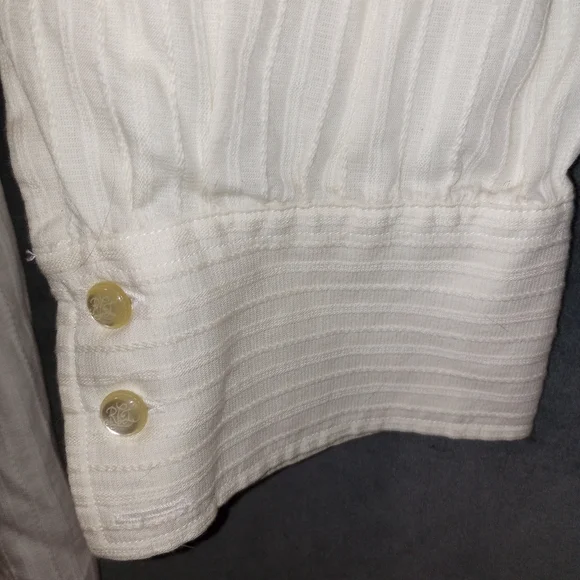 Vintage Ralph Lauren Cream High Neck Blouse Size 16 P2P 20 In Length 24.5 In - Picture 8 of 10